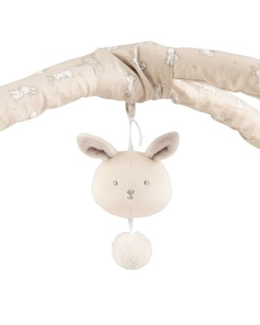 Tapis d'éveil bébé rond écru, blanc et taupe D90