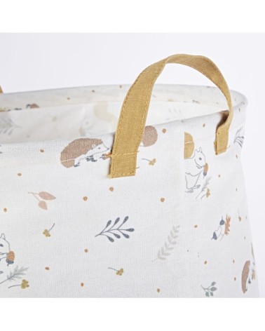 Sac de rangement bébé marron, ivoire et orange motifs animaux