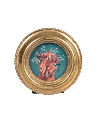 Cadre photo rond à moulures en polyrésine dorée D7