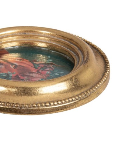 Cadre photo rond à moulures en polyrésine dorée D7