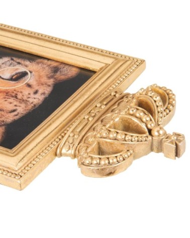 Cadre portrait léopard en résine dorée