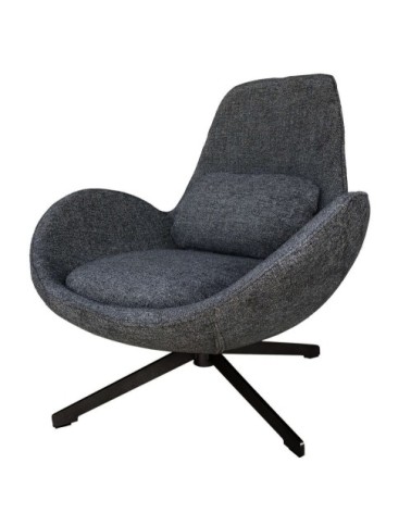 Fauteuil rotatif en tissu gris