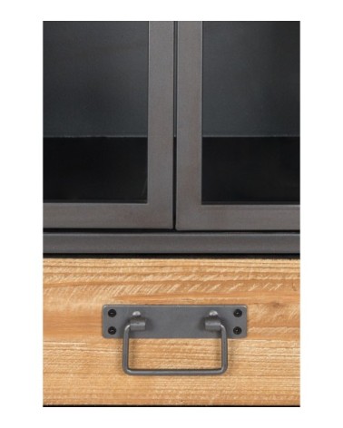 Vitrine vintage bois et métal Low bois clair