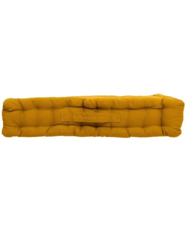Coussin de sol uni en pur coton moutarde 50 x 50