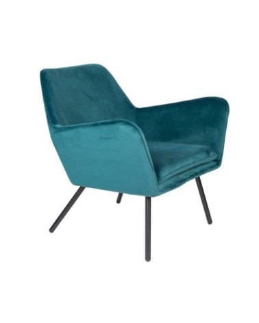 Fauteuil de salon confortable en velours bleu