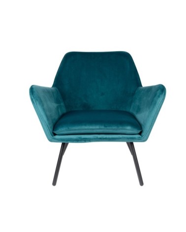 Fauteuil de salon confortable en velours bleu