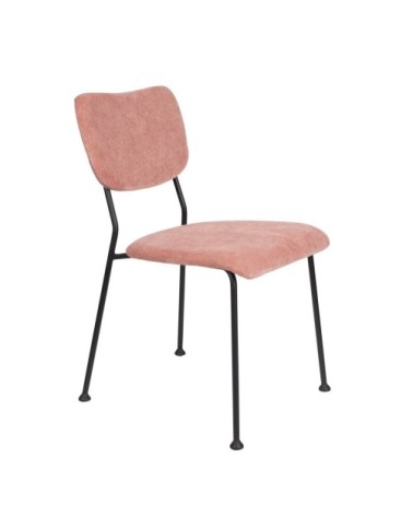 Chaise de repas velours  rose