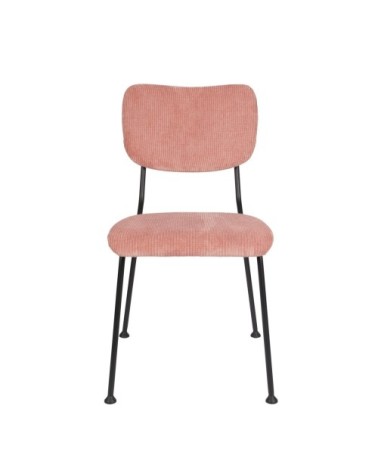 Chaise de repas velours  rose