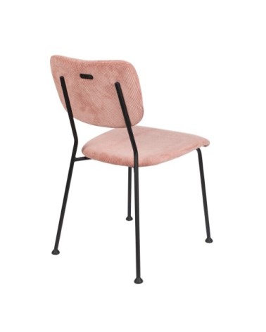 Chaise de repas velours  rose