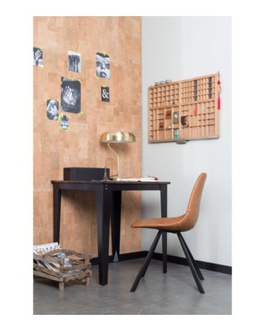 Chaise de repas aspect cuir marron vintage