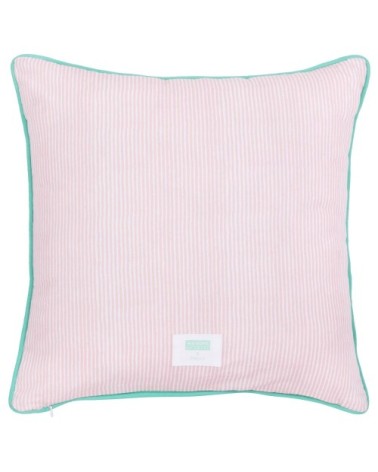 Coussin BRAI x Maisons du Monde en coton motifs à rayures roses et verts 45x45