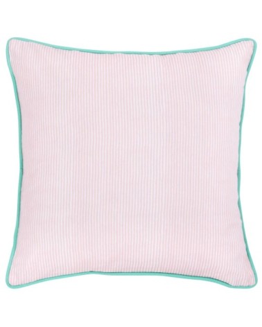 Coussin BRAI x Maisons du Monde en coton motifs à rayures roses et verts 45x45