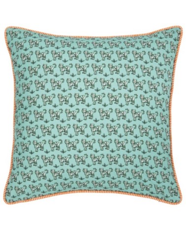 Coussin BRAI x Maisons du Monde en coton motifs à rayures et tigres multicolores 45x45