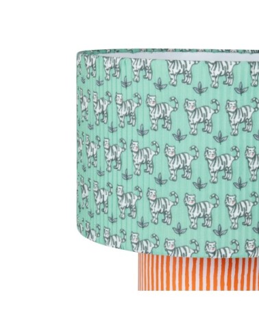 Lampe BRAI x Maisons du Monde en dolomite et polyester recyclé motifs à rayures et tigres multicolores