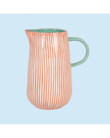 Pichet BRAI x Maisons du Monde en grès motifs à rayures orange et verts 1,65L