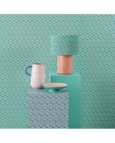 Papier peint BRAI x Maisons du Monde motifs à rayures et tigres bleus 300x350