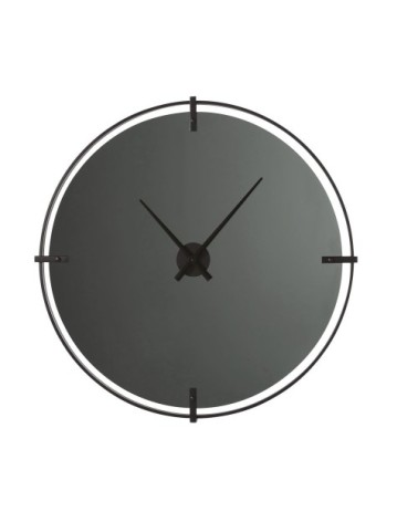 Horloge en verre fumé et métal noir D95