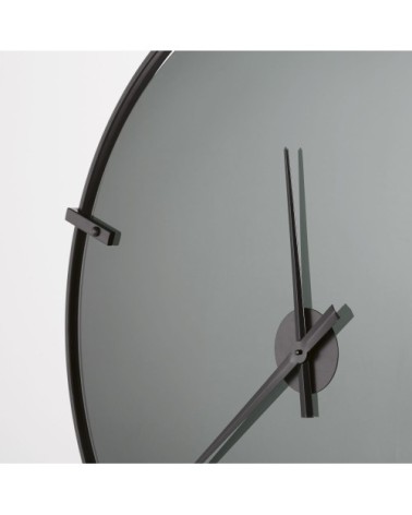 Horloge en verre fumé et métal noir D95