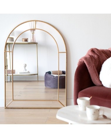 Miroir arche en métal doré 70x100