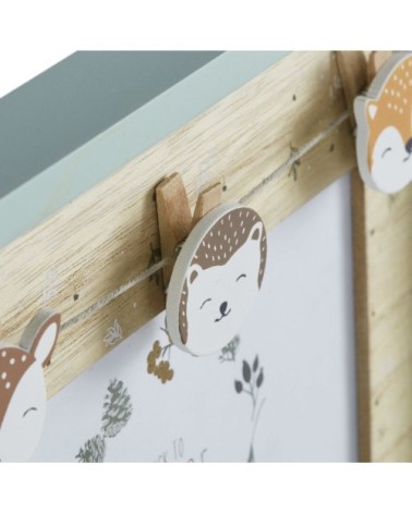 Cadre photo animaux vert sauge, beige et orange 14x9