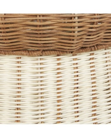 Grand panier de rangement champignon en rotin beige et marron