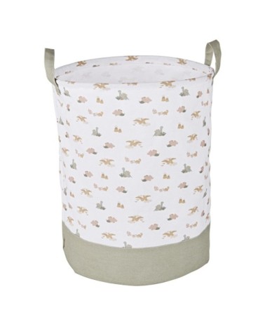 Panier enfant pliable beige imprimé terracotta, vert kaki et jaune moutarde