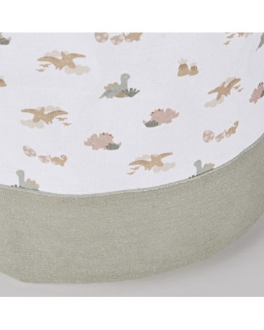 Panier enfant pliable beige imprimé terracotta, vert kaki et jaune moutarde