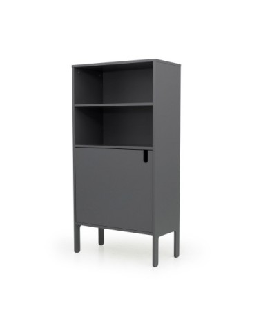 Buffet haut en bois 1 porte H152cm gris anthracite