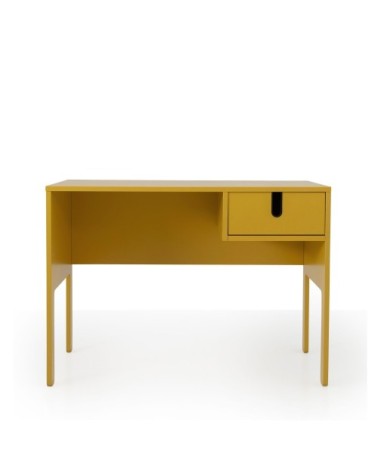 Bureau en bois 1 tiroir L105cm jaune moutarde