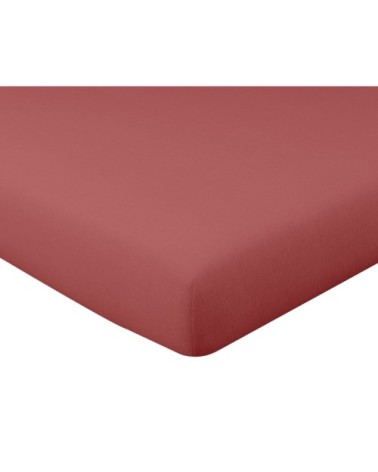 Drap-housse 140x200 orange en lin lavé