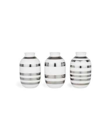 Set de 3 vases en miniature argent H8cm