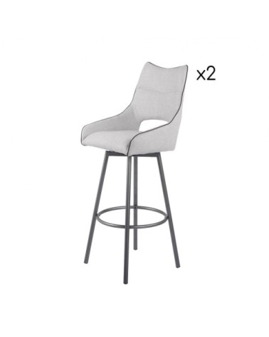 Lot de 2 chaises hautes de bar en tissu gris clair