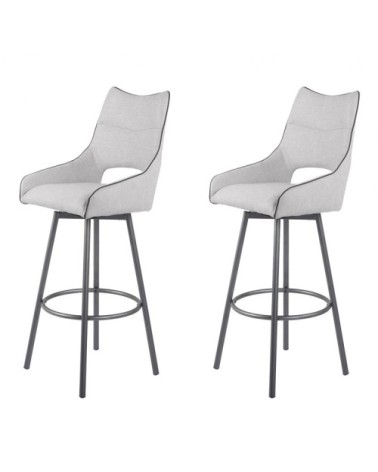 Lot de 2 chaises hautes de bar en tissu gris clair