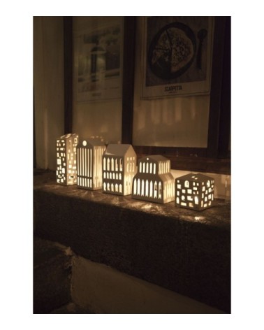 Maison de lumière en céramique blanche H9cm