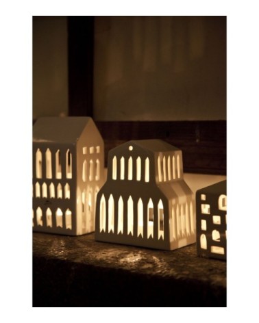 Maison de lumière en céramique blanche H22cm