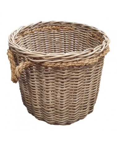 Panier rond en kubu naturel tressé d.54 cm avec anses