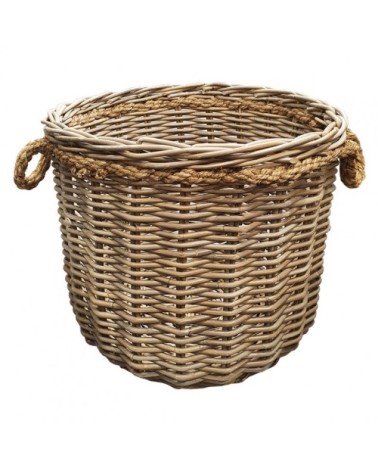 Panier rond en kubu naturel tressé d.54 cm avec anses