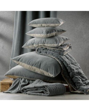 Coussin  en coton vert de gris 40 x 65