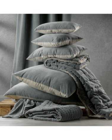 Coussin  en coton vert de gris 30 x 50