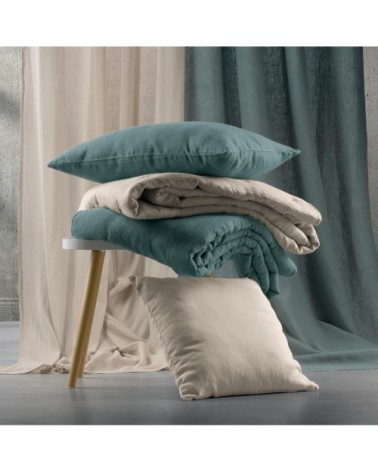 Coussin uni  en lin absynthe 30 x 50