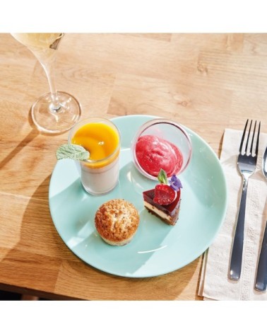 Assiette à dessert en opale turquoise D19cm