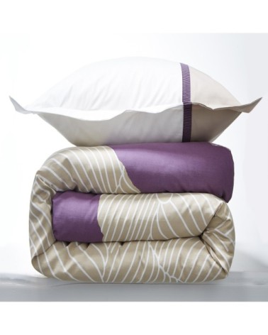 Housse de couette imprimée en satin de coton Mauve 140x200