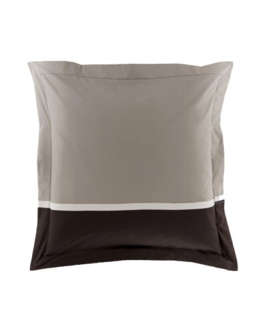 Taie de traversin bicolore en percale de coton tabac/43x190
