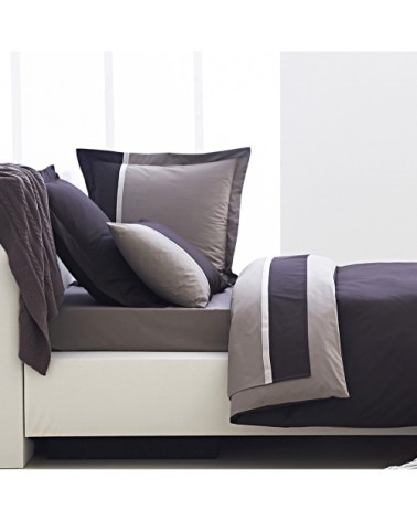Taie de traversin bicolore en percale de coton tabac/43x190