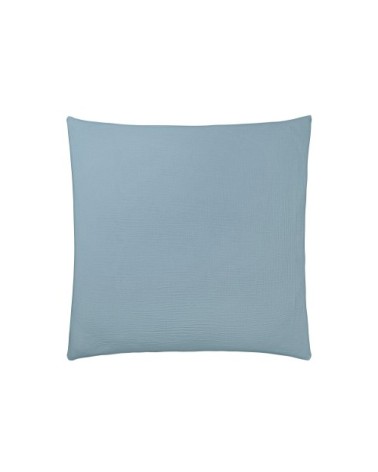 Taie d'oreiller unie en coton bleu 65x65