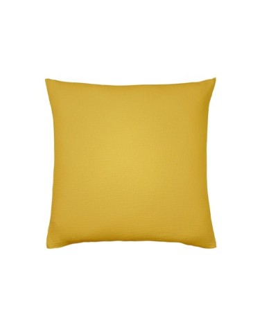 Taie d'oreiller unie en coton jaune 65x65