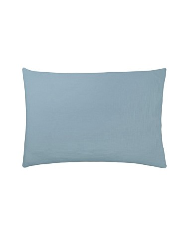 Taie d'oreiller unie en coton bleu 50x75