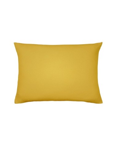 Taie d'oreiller unie en coton jaune 50x75