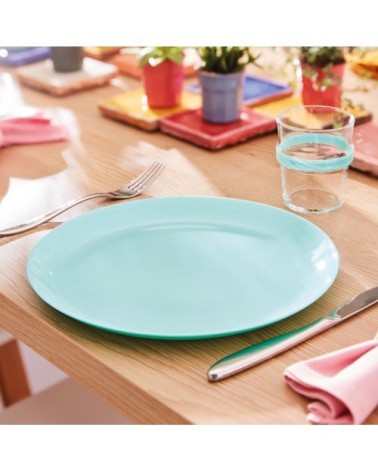 Assiette plate en opale turquoise D27cm