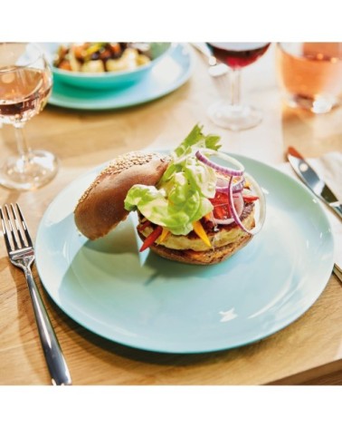 Assiette plate en opale turquoise D27cm